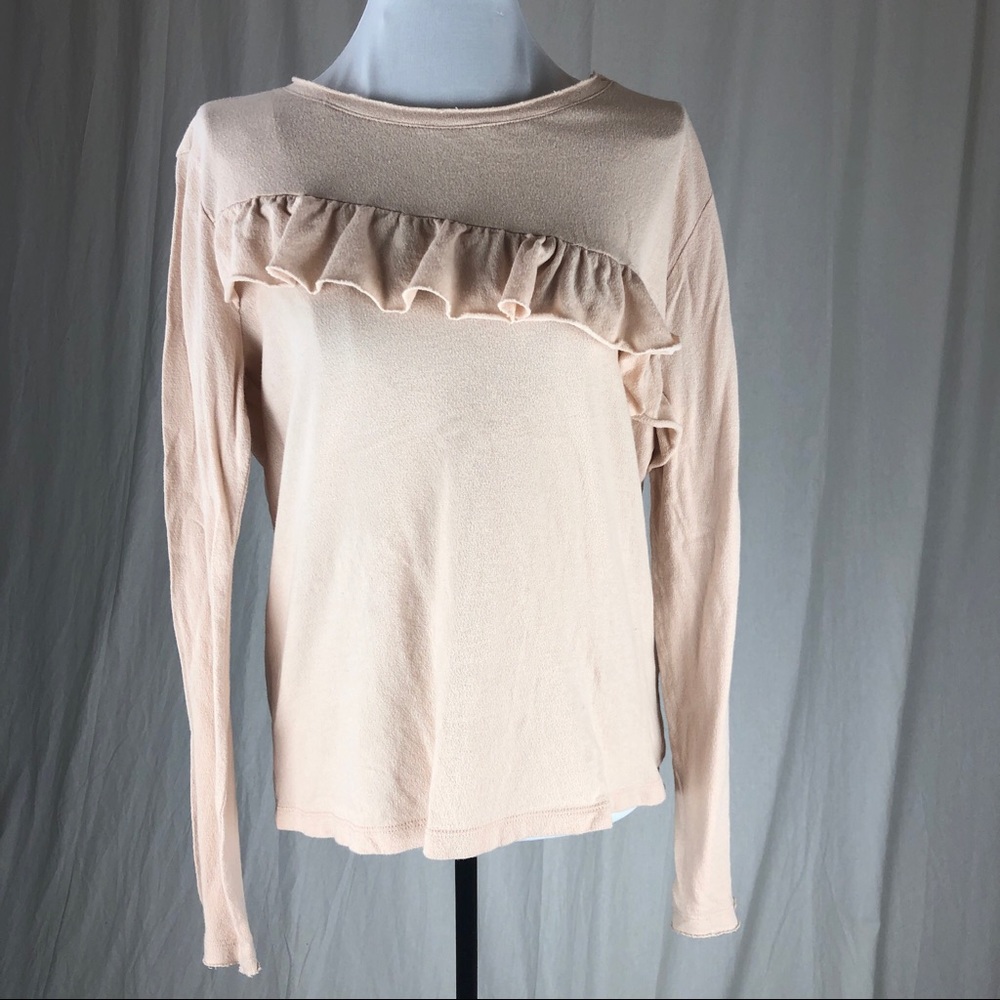 Lucky Brand Peach Long Sleeve Ruffle Top
